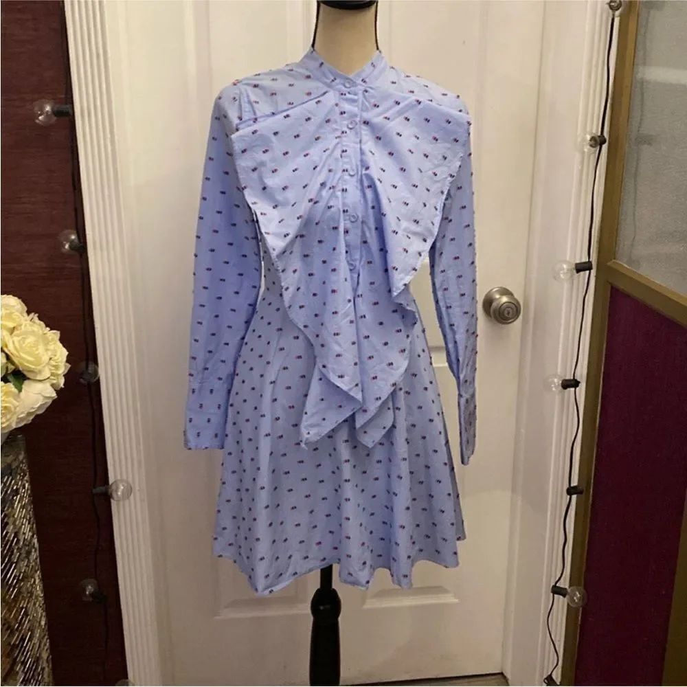 BCBGMaxAzria Blue Dress with Red Pattern, XXS